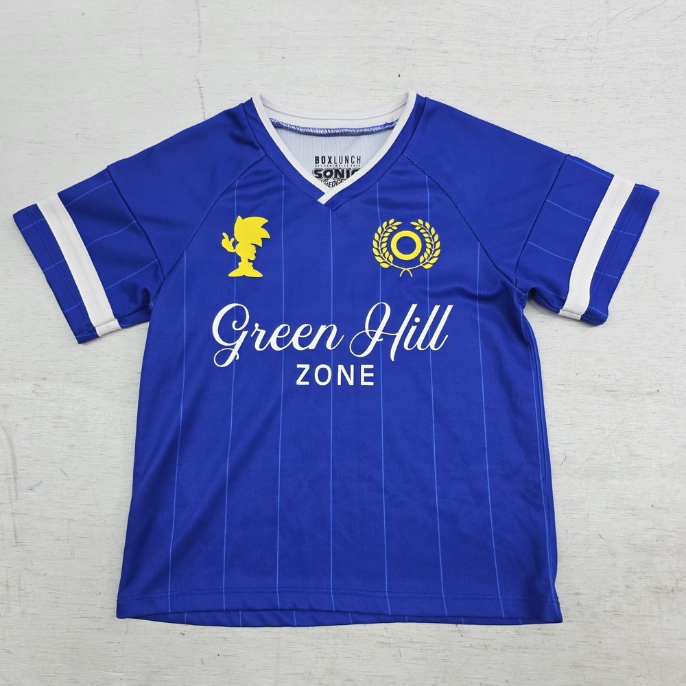 BoxLunch Sonic the Hedgehog Green Hill Zone‎ Jersey Tee Toddler 5T Blue Soccer